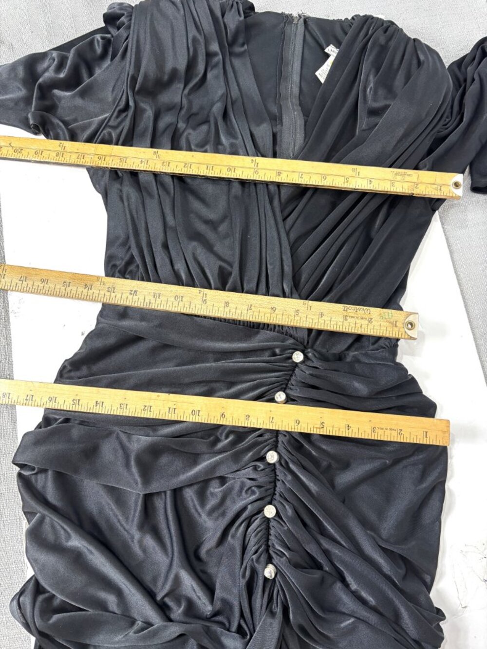 VTG 90’s Lizzy & Johnny by Lucero Blk Draped Faux Wrap Front Sz 6 - Picture 10 of 12